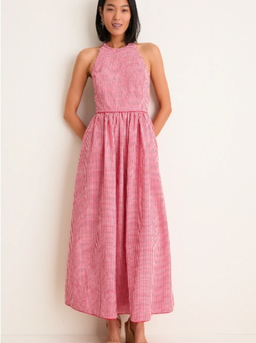 Tuckernuck Marcie Red Gingham Halter Maxi Dress